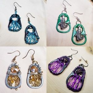 Set of Four Soda Pop Tab Earrings